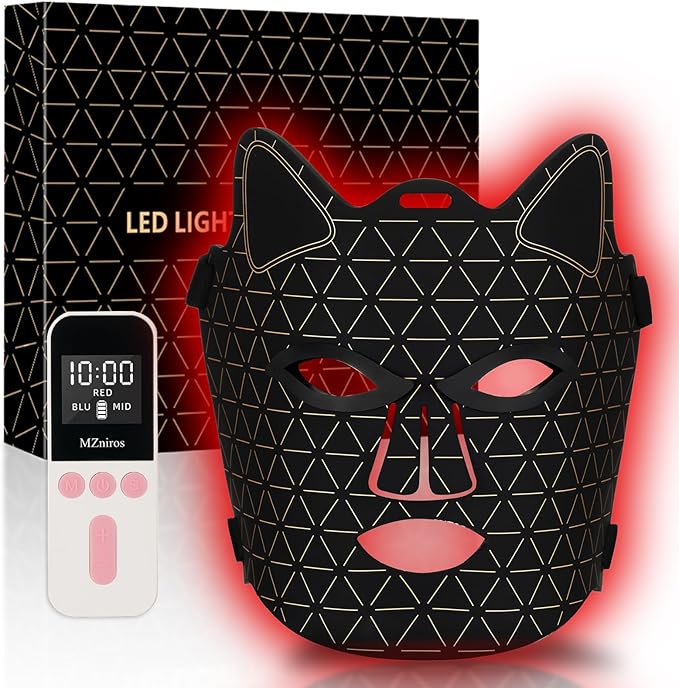Red Light Therapy for Face,3 Modes Portable Led Face Mask with 2600mAh Rechargeable Remote,630nm + 850nm Light Therapy Mask with Timing Function 189 LED Beads