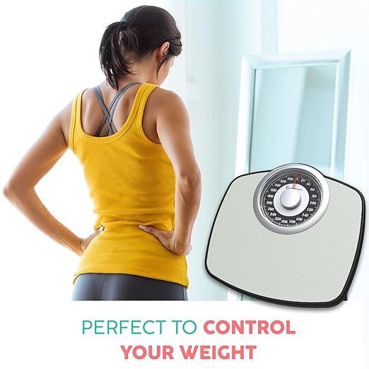 Adamson A25 Scales for Body Weight - Up to 400 LB - 5.3" Dial on 13.77" x 14.17" Platform - Anti-Skid Rubber Surface - High Precision Bathroom Scale Analog - Durable with 20-Year Assurance - Grey