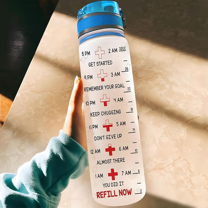 Personalized Nurse Stethoscope 32oz 1Liter Motivational Water Bottle, Customized Name Nurse, Gifts For Nurse Graduation - Appreciation Present For Women Coworkers 5.7 x 7 x29.5(cm)