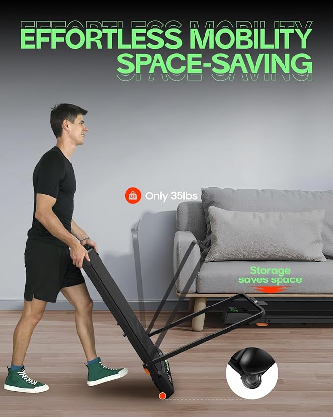 Folding Walking Pad with Incline and Handle Bar, 2 in 1 Compact Portable Under Desk Treadmill for Home Office, 3.0HP 350lbs Capacity Walking Jogging Running Machine with LED Display and Remote Control