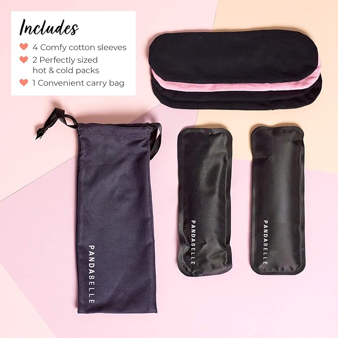 Hot & Cold Reusable Perineal Ice Pack with 4 Washable Cotton Sleeves & Carry Bag for Postpartum Perineal Pain, Hemorrhoids, C-Section Scar, Breastfeeding, Post-Waxing Hair Removal & More