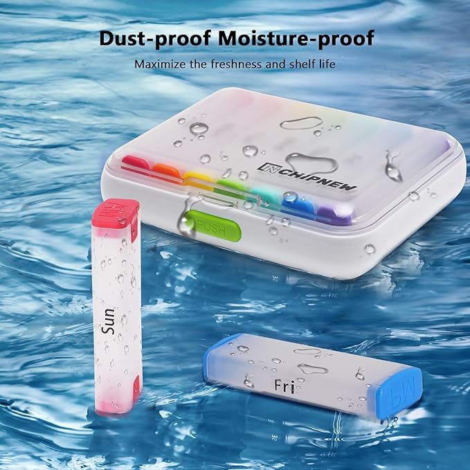 Pill Organizer 2 Times a Day - CHIPNEW Food Grade & Waterproof Medicine Organizer - 7 Day Large Detachable Travel Pill Box-Pill Container, Holder for Supplements, Vitamins, and Medications(White)