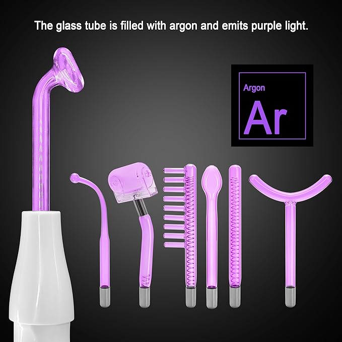 Hi Frequency Facial Care Tool Skin Tonning Device with 7 Electrode Tubes 2 Colors Options Elitzia ETSC640NP (Purple)