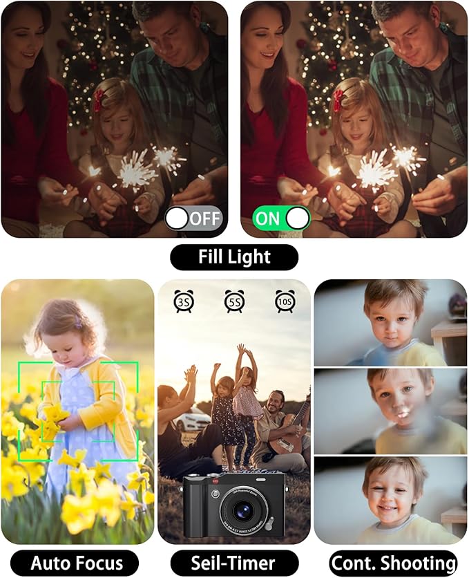 Kids Camera 64MP 1080P Digital Camera with Flip Screen 32GB SD Card Toys for Girls 3-12 Year Old Boys and Gifts