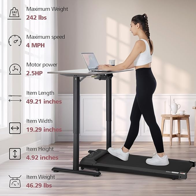 ANCHEER Walking Pads, 2 in 1 Under Desk Treadmill 2.5HP Compact Running Machine with Remote Control, 300lbs Weight Capacity for Home/Gym/Office,Ultra-Quiet, Installation-Free