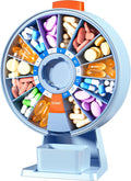 Zoksi Large Pill Organizer, Daily Pill Box for 7 or 14 Days, Wall-Mountable Pill Dispenser Hold for Medicine, Vitamin or Supplements, Weekly Pill Case with Easy Press Button (Blue)