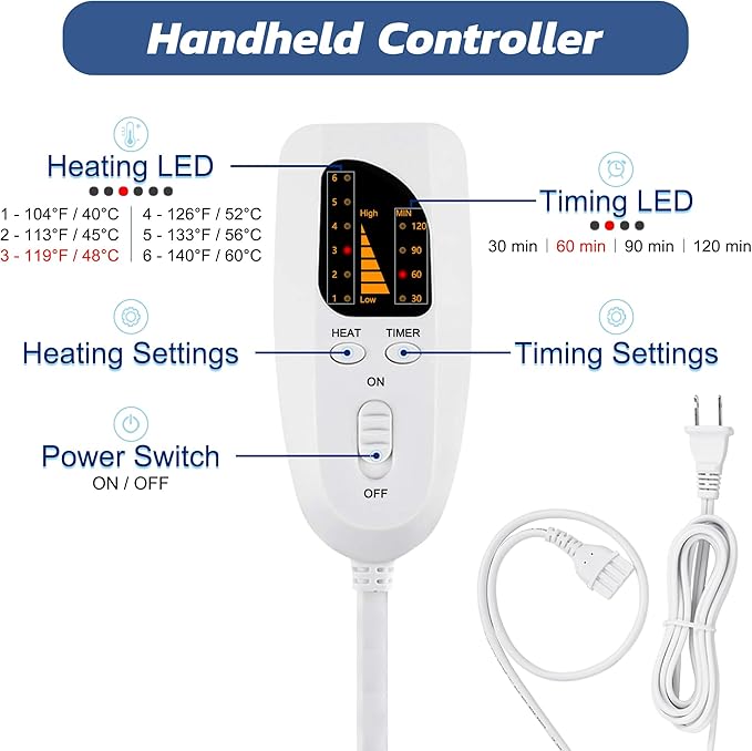 40"X20" Electric Heating pad with 6 Heat Settings, Auto Shut Off, Dry Electric Heating for Back Neck Knee Arms Legs Shoulder Heat Pads for Christmas Birthday Father's Day Mother's Day (Silver Gray)