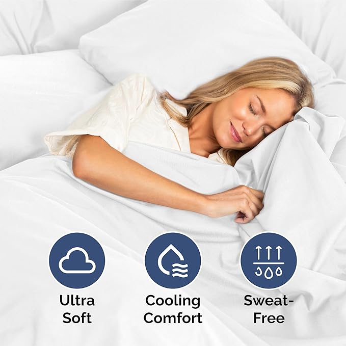 Split King Size 5 Piece Sheet Set - Extra Soft, Breathable & Cooling Sheets - Hotel Luxury Bed Sheets for Women & Men - Deep Pockets, Easy-Fit & Wrinkle-Free Sheets - Bright White Oeko-Tex Bed Sheets