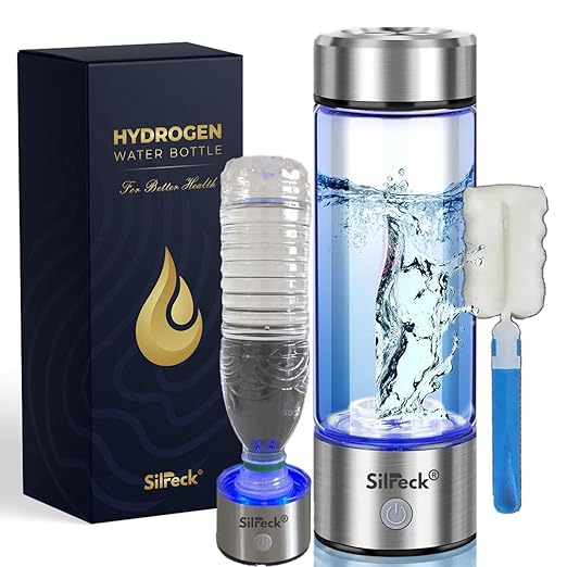2025 Premium Hydrogen Water Bottle - 450ml | Up to 4000 PPB | Mineral Water Bottle Compatible & Portable Hydrogen Generator | BPA-Free Hydrogen Bottle Rechargeable with Cleaning Brush