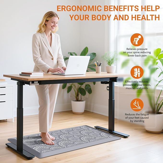 Mattitude 4/5 Inch Kitchen Mat,20x39in Heavy Duty Ergonomic Comfort Foam Standing Desk Mat, Waterproof Non-Slip Standing Mats and Rugs for Kitchen, Office, Grey