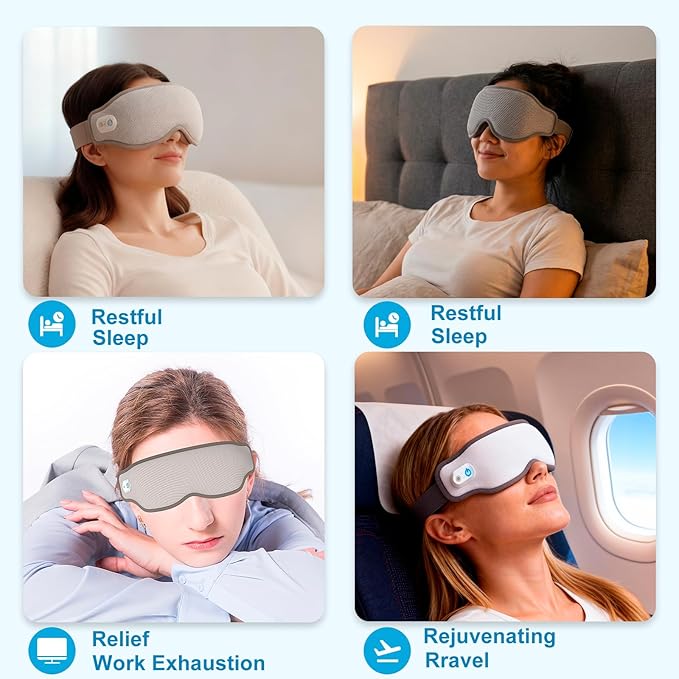 F&G Eye Mask Massager with Heating and Cooling Functions,Sleep Eye mask,Adjustable Heating and Vibration Function,Suitable for Migraines,Relieve Eye Fatigue,Improve Sleep for Women Men