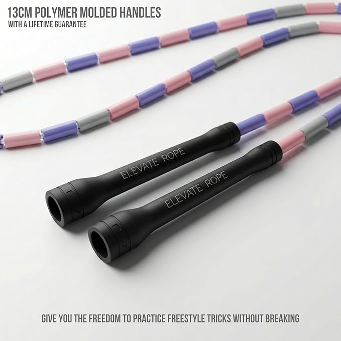 Elevate Rope Professional Beaded Jump Rope - 3m Adjustable, Quality Beads & Poly Cord - For Freestyle, Cardio & Tricks - All Levels & Indoor/Outdoor Use