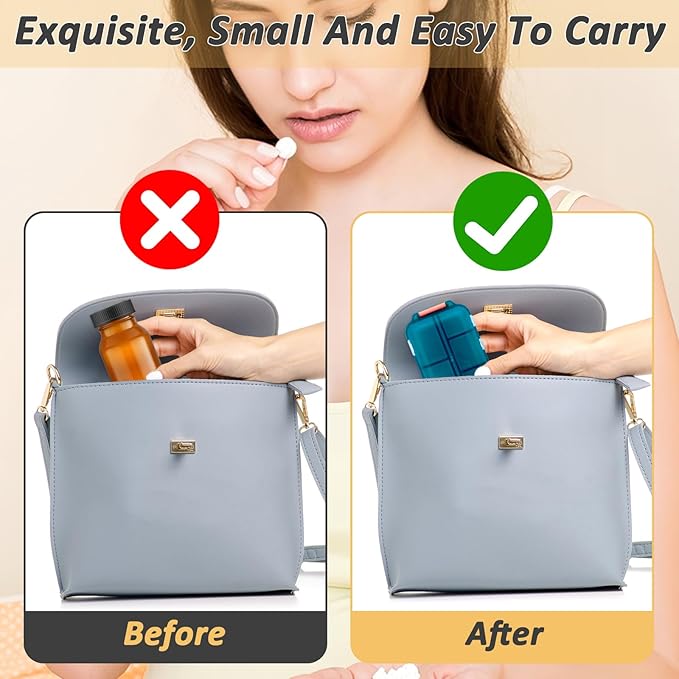 2 Pcs Travel Pill Organizer with Labels, Portable Travel Medicine Daily Pill Container Organizer 7 Day Pill Case Storage Vitamin Fish Oil (White & Red, 320 Medicine Lables)