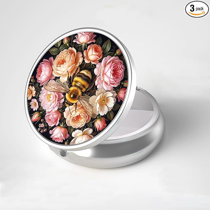 LRITER Pill Case, Portable Travel Pill Box, Pillbox Organizer, Cute Small Medicine Storage Container, Purse Accessories for Women, Men (Bee)