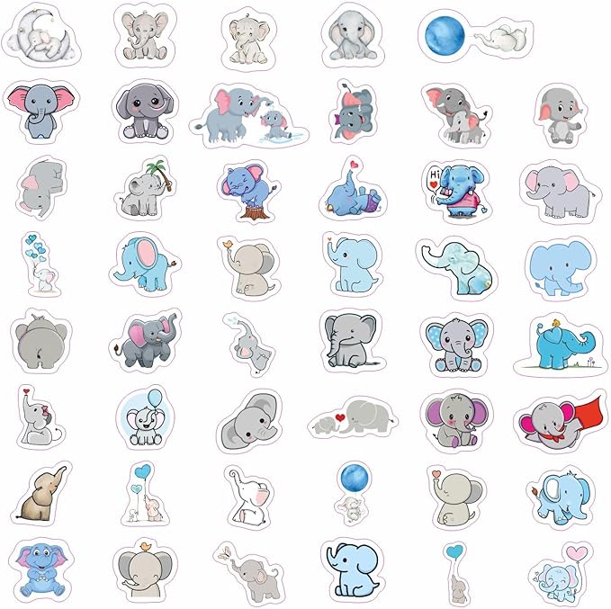 BulbaCraft Elephant Stickers, Elephant Stickers for Water Bottle and Laptop, Gifts for Women & Men