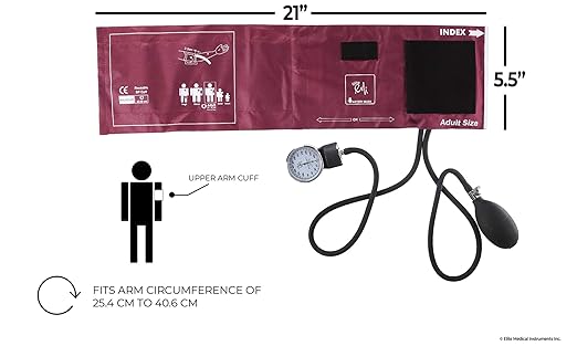 EMI Burgundy 330 Sprague Rappaport Stethoscope and Aneroid Sphygmomanometer Manual Blood Pressure Set Kit
