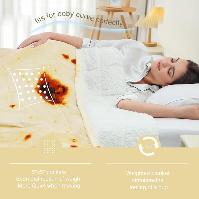 Aemicion Burrito Weighted Blanket for Adults,King Size 20lbs 80x87in,Soft Sherpa Fleece Washable Weighted Blanket as Gifts for Adults Women Men Mon