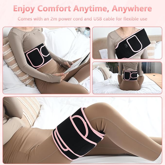 Red Light Therapy Belt with 105 Advanced 3-in-1 LEDs - Portable 660nm & 850nm for Back/Abdomen, Waist Wrap with Rhythm Mode y Timer& Body - Red Light Therapy Waist Adjustable Heat y Dual-Power Ready