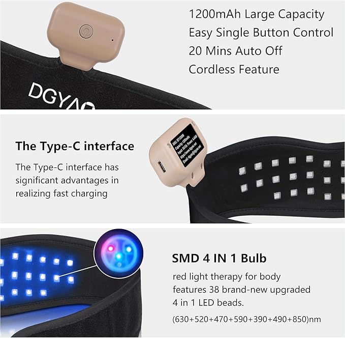 DGXINJUN Rechargeable Red Light Therapy for Neck Chin 8 Colors Portable Near Infrared Light Therapy Pain Relief Belt Wearable Neck Chin Firming V Face Wrap