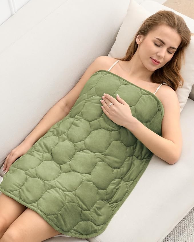 Cottonblue Weighted Lap Blanket Pad 7 lbs 29" x 24", Cozy Luxury Crystal Velvet Weighted Blanket for Adults, Small Weighted Blanket Throw All Season for Travel Relaxation Sleeping, Avocado Green
