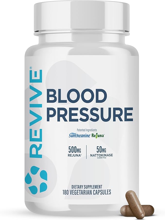 Revive MD Blood Pressure Support Supplement - Supports Heart and Circulatory Health, Energy & Daily Wellness - Magnesium, Potassium, Folic Acid & Garlic Formula (180 Vegetarian Capsules, 60 Servings)
