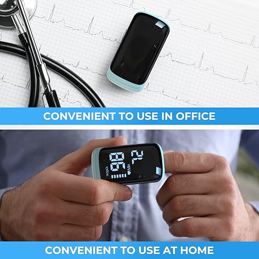 Finger Pulse Oximeter, Fingertip Blood Oxygen Saturation with Pulse Monitor Rechargeable, Accurate Spo2 Reading for Home, Outdoor Sports，Blue
