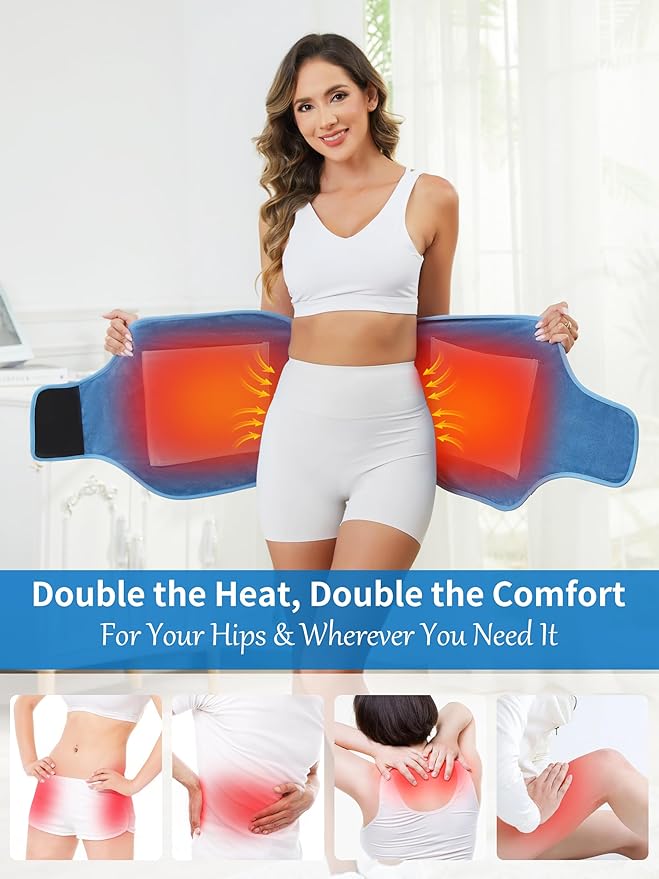 Dual Hip Heating Pad for Hip Support Brace,12V Heated Hip Wrap with 15000mAh Battery and Hot Cold Modes for Double HIPS,Back&Abdomen,Thighs,Shoulders,Portable Electric Heat Pad Belt for Women Men