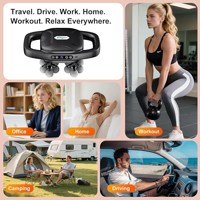 Massage Gun Deep Tissue for Back, Shoulder and Neck Pain Relief, Powerful Shoulders, Back Massager, Legs, Foot Massager & Full Body Muscle Recovery with 16 Massage Heads, 3 Modes & 30 Speed