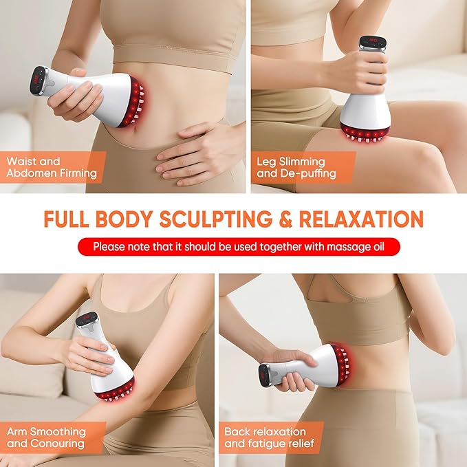 Rechargeable Lymphatic Drainage Massager & Cellulite Massage Tool with 3000mAh,Fascia Blaster for Reduce Stretch Marks for Legs, Arms & Belly,Body Sculpting Machine with Microcurrent for Office Travel