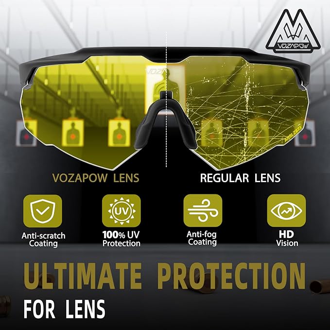 Shooting Glasses Anti Fog with High Definition Lenses, ANSI Z87.1 Certified Tactical Safety Glasses for Men Women