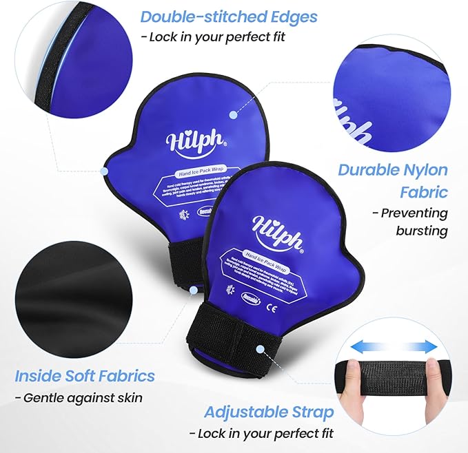 Hilph Large Hand Ice Pack Gloves for Pain Relief 2 Pack, FSA Eligible, Gel Cold Therapy Gloves for Full Hands Finger Wrist Swelling, Chemotherapy & Neuropathy, Carpal Tunne, Arthritis, Working Hands