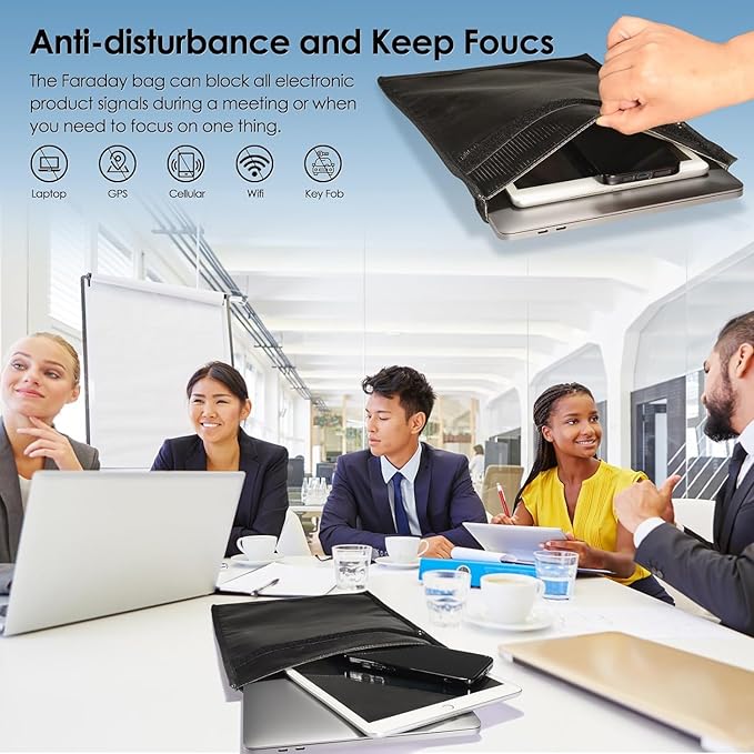 Faraday Bags, Waterproof Fireproof Money Bag for Cash, Important Document Storage Organizer for Valuables, Legal Documents Safe, Fireproof & Waterproof (Black)
