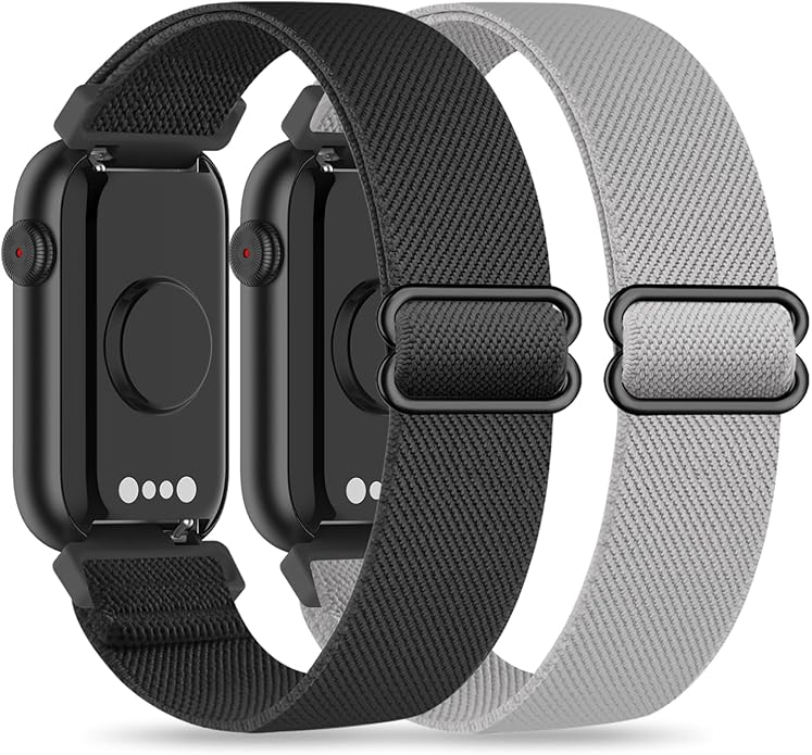 2 Pack Stretchy 16mm Nylon Bands Compatible with FITVII HM08/MorePro HM08/Amzhero-Runfit D26/KALINCO Slim Fitness Tracker