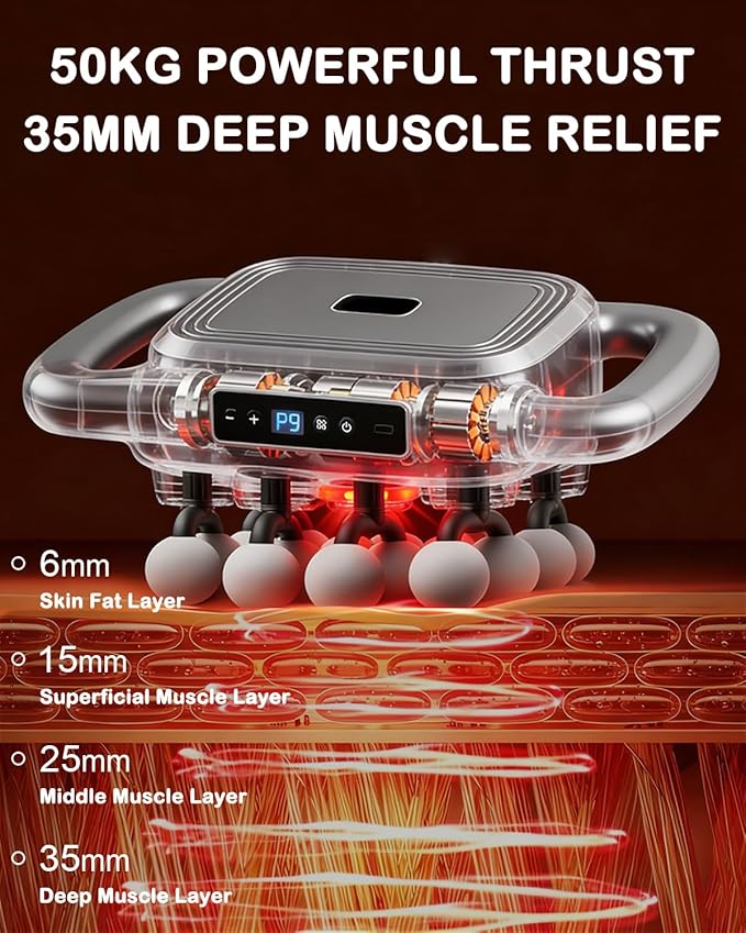 16 Head Massage Gun Set - Deep Tissue Percussion Massager with 9 Modes&Levels with Red Light Therapy,for Body,Back,Shoulders,Neck,Legs,Foot,Massage Gun deep Tissue,Best Gift for Women,Men,Mom and Dad