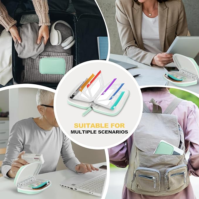 Water-Proof Pill Pouch Set， Large Pill Organizer, Pill Loose-Leaf Storage with Color-Coded Medicine Pouches,BPA Free, Reusable Travel Medicine Organizer， Zippered Pill Organizers Weekly
