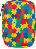 Color Autism Puzzle Pill Case Everyday Travel, 7 Day Weekly Medicine Pill Box Compact Portable Pills Bottle Organizer with Zipper for Daily Vitamin Medicine Holder Bottle Organizers Bag