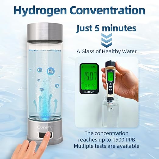 Hydrogen Water Bottle, 1500ppb Hydrogen Water Machine with SPE/PEM Technology, Alternative for Hydrogen Water Pitcher, Water Ionizer, Hydro Water Bottle for Health
