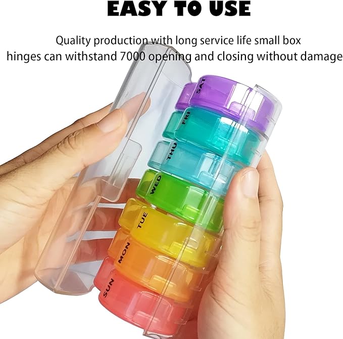 Weekly Pill Organizer 2 Time a Day，Pill Dispensers， Pill Box 7 Day with One-Side Large Opening Design for Easy Filling ，2 Times a Day AM/PM Pill Case, for Vitamins/Fish Oils (Transparent Color)
