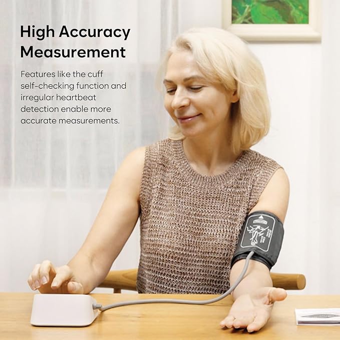 Easy@Home Blood Pressure Monitor for Home Use, Digital Talking BP Machine with Adjustable Voice, Large 3-Color LED Display, One-Touch Operation, Free MyHeartPal App, No Bluetooth, EBP-703