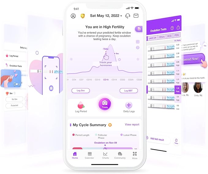 Easy@Home Ovulation Test Strips, 25 Pack Fertility Tests, Ovulation Predictor Kit, Powered by Premom Ovulation Predictor iOS and Android App, 25 LH Strips