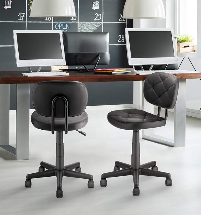 Rolling Stool Chair with Backrest Leather Swivel Salon Spa Stools, Adjustable Height Work Garage Chairs for Home Bar Desk Computer, 4PK