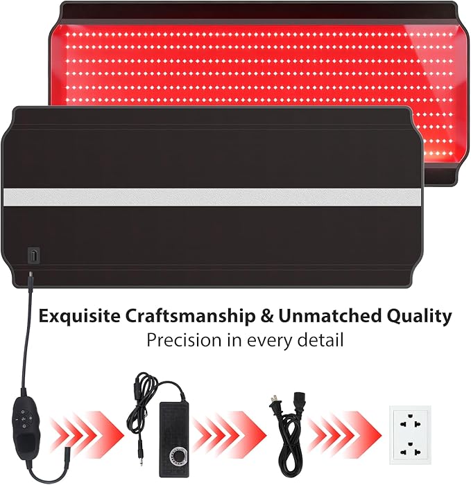 Full Body Red Light Therapy Mat, 59.1"*25.6" Whole Red Light Therapy Blanket with 3 Light Modes & 5 Working Modes, 600 LEDs redlight with 660nm & 850nm for Men, Women, Pets