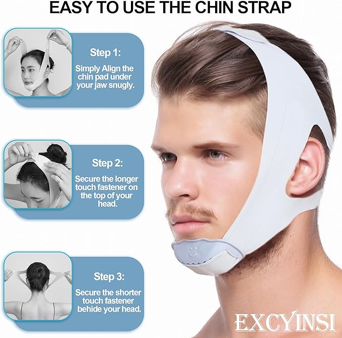 2 Pack Chin Strap for Sleeping - Effective Stop Snoring Solution - Adjustable Anti Snoring Chin Strap for Men Women Breathable Anti Snroing Devices