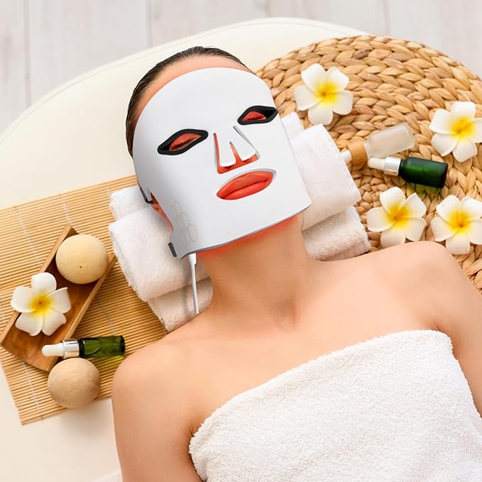 LED light therapy mask Red/Blue/850NM Infrared Light,Timing Function, Portable for Home & Travel
