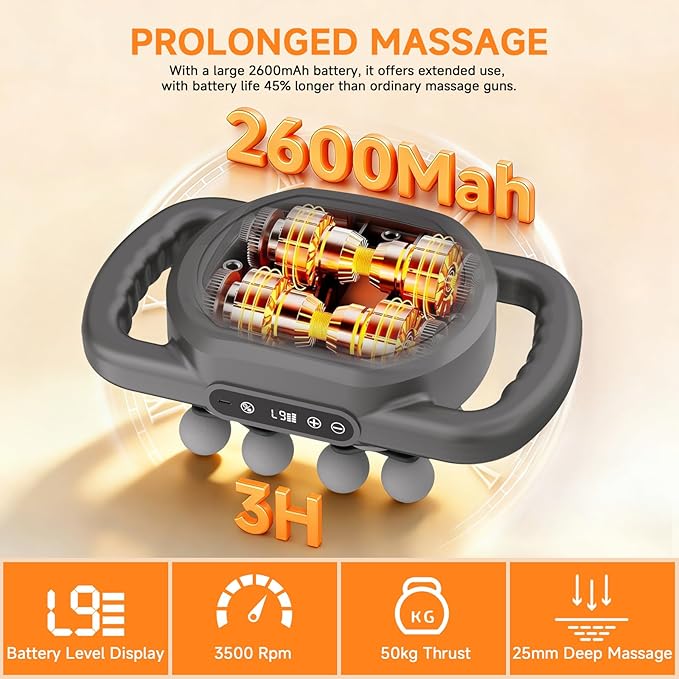 12 Head Massage Gun,Deep Tissue Percussion Massager with 9 Levels & 9 Modes,2600mAh Bttery Cordless Electric Muscle Massager Tool for Back/Shoulder/Hand/Leg/Foot Full Body Muscle Pain Relief