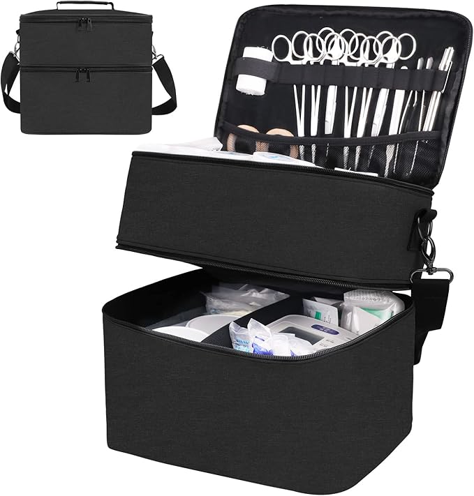 Pill Bottle Organizer Medicine Bag Medication Storage Organization Medicine Travel Carrying Case Home Health Aid Bags with Shoulder Strap （Bag Only）
