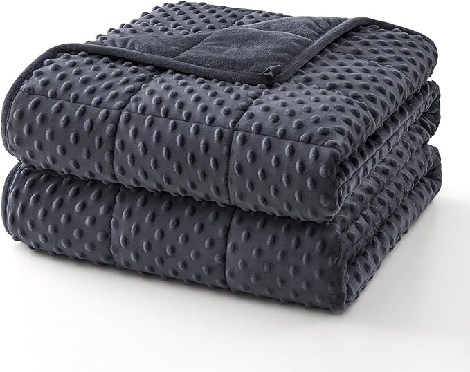 Topcee Weighted Blanket for Adults (15lbs 60"x80"), Minky Dots Heavy Blanket for 140-160lbs Sleeping, Soft, Cozy and Cooling Weighted Throw Blankets, Machine Washable, Grey