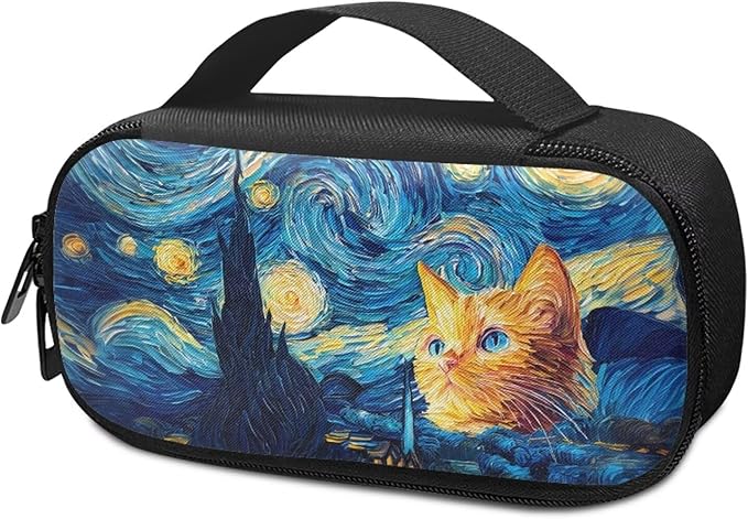 Starry Night Cat Diabetic Supplies Bag Carrying Case Organizer for Diabetes Testing Kit, Blood Glucose Monitor Kit, Meter, Test Strips, Lancets, Insulin Cooler Travel Case Daily Life