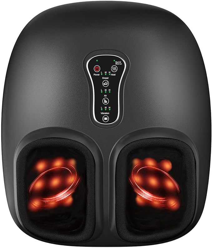 Foot Massager with Heat, Vibration & Rolling Compression - Plantar Fasciitis Relief, Neuropathy Pain Relief, Fits Size up to 13", Multiple Modes, Ideal Gifts for Men/Women