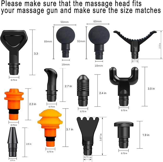 Massage Gun Attachments for Hypervolt Go, 12PCS Replaceable Massager Heads to Meet Different Needs for Deep Tissue Percussion Relief, Upgraded Massage Head Plug-n-Play Accessories Easy to Use